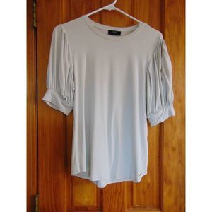 Tahari Womens Short Sleeve Blouse, Short Puffed Sleeves, Sz M, Color Taupe